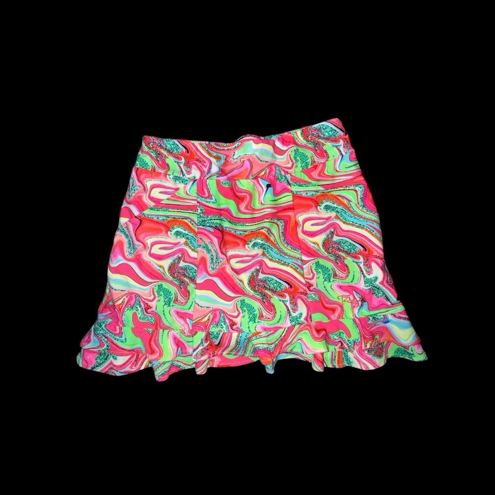 Tzu Tzu Colorful Watercolor Swirls Golf Tennis Skort Womens Medium Athletic